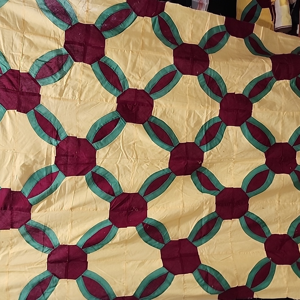 Hand Crafted Vintage Handstitched Quilt Topper, 83" x 60"